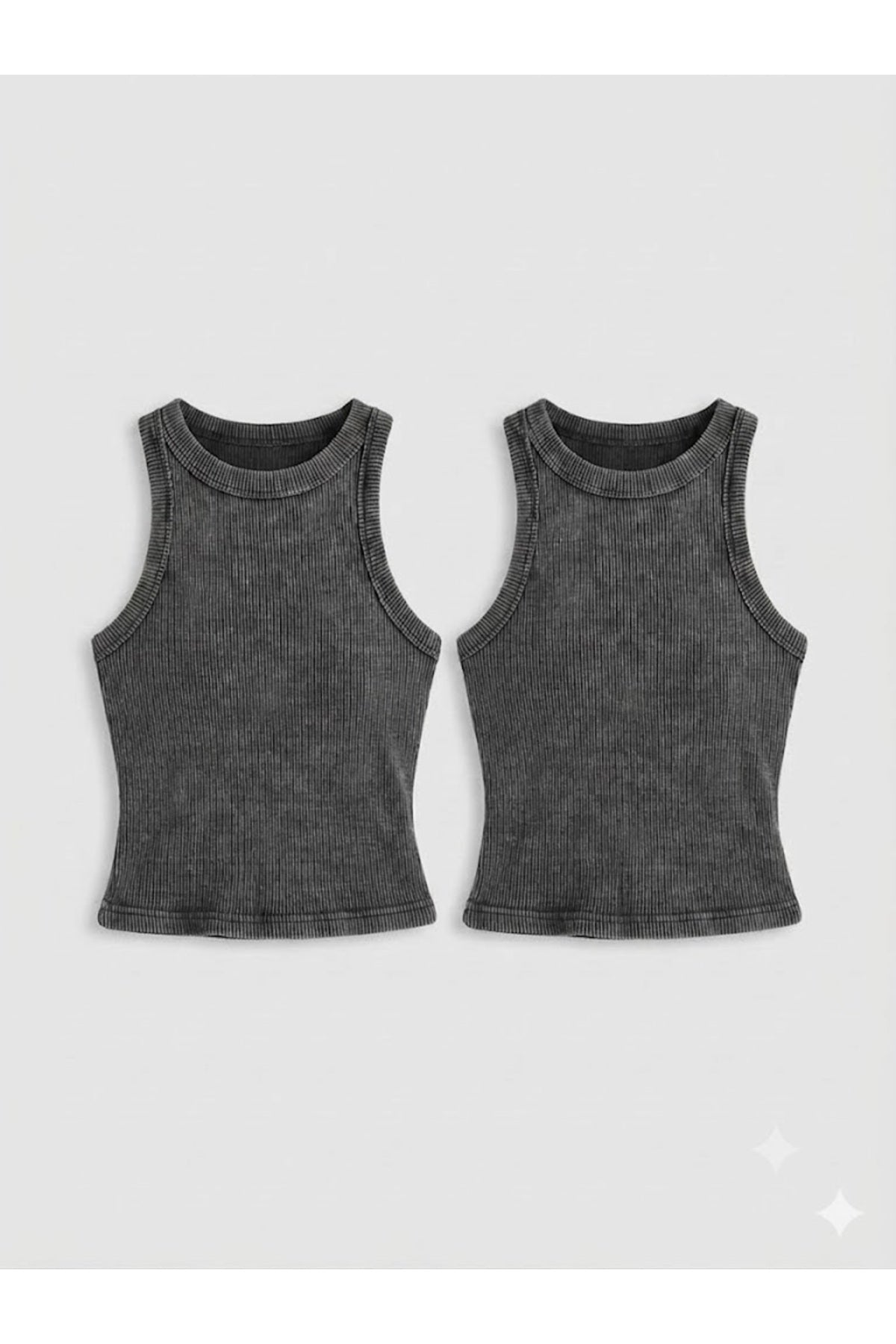 Fitilli Kaşkorse Yıkamalı Atlet — 2'li Set