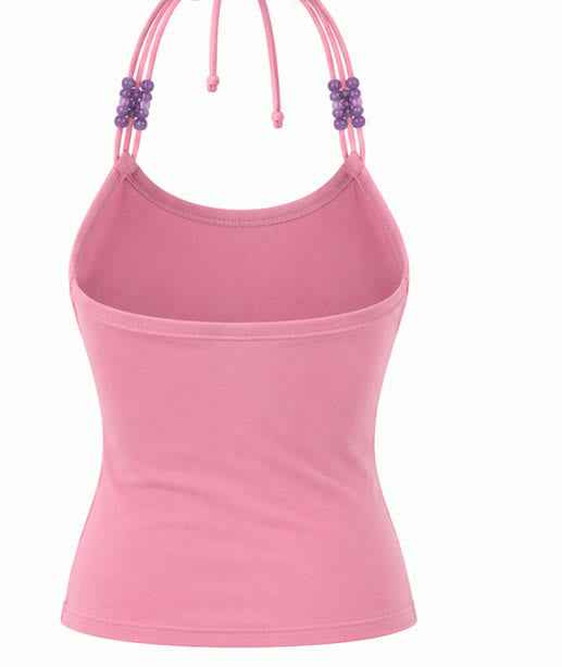 Boncuk Detaylı Halter Yaka Bluz