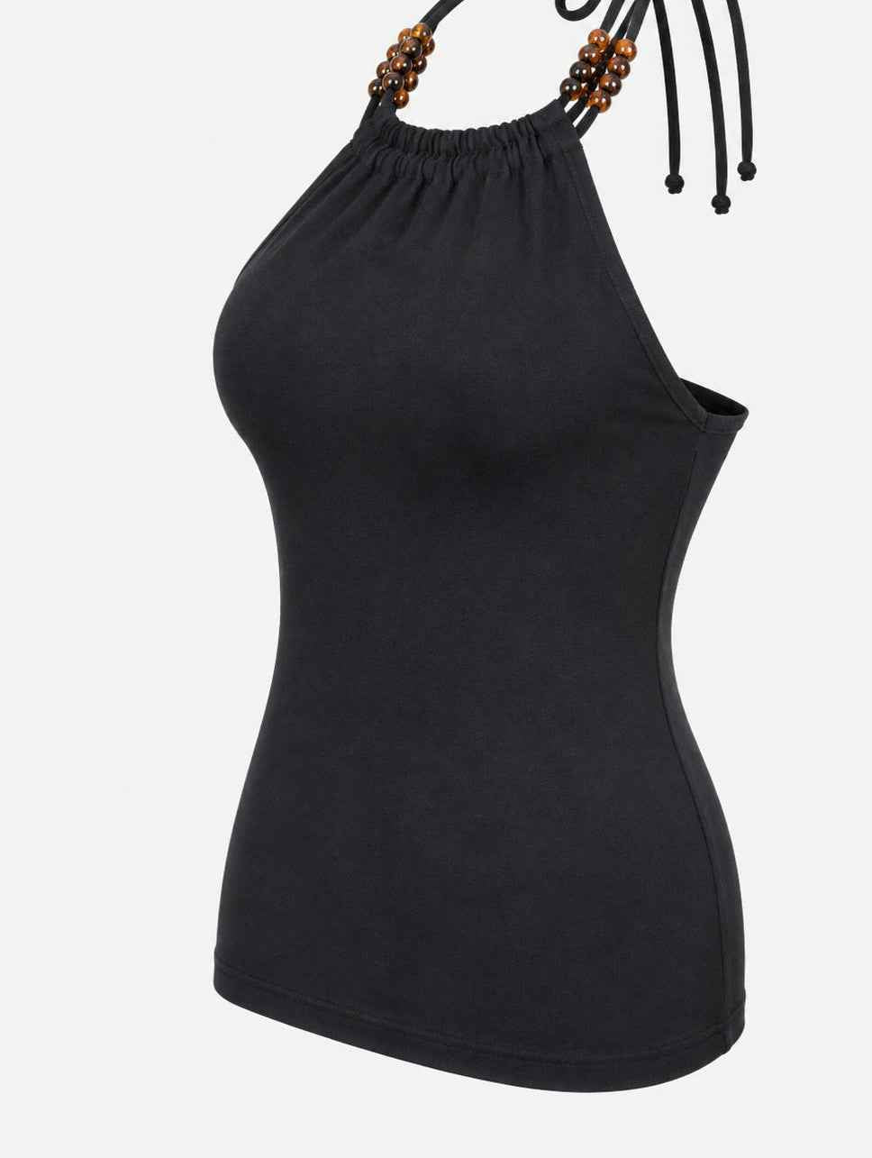 Boncuk Detaylı Halter Yaka Bluz