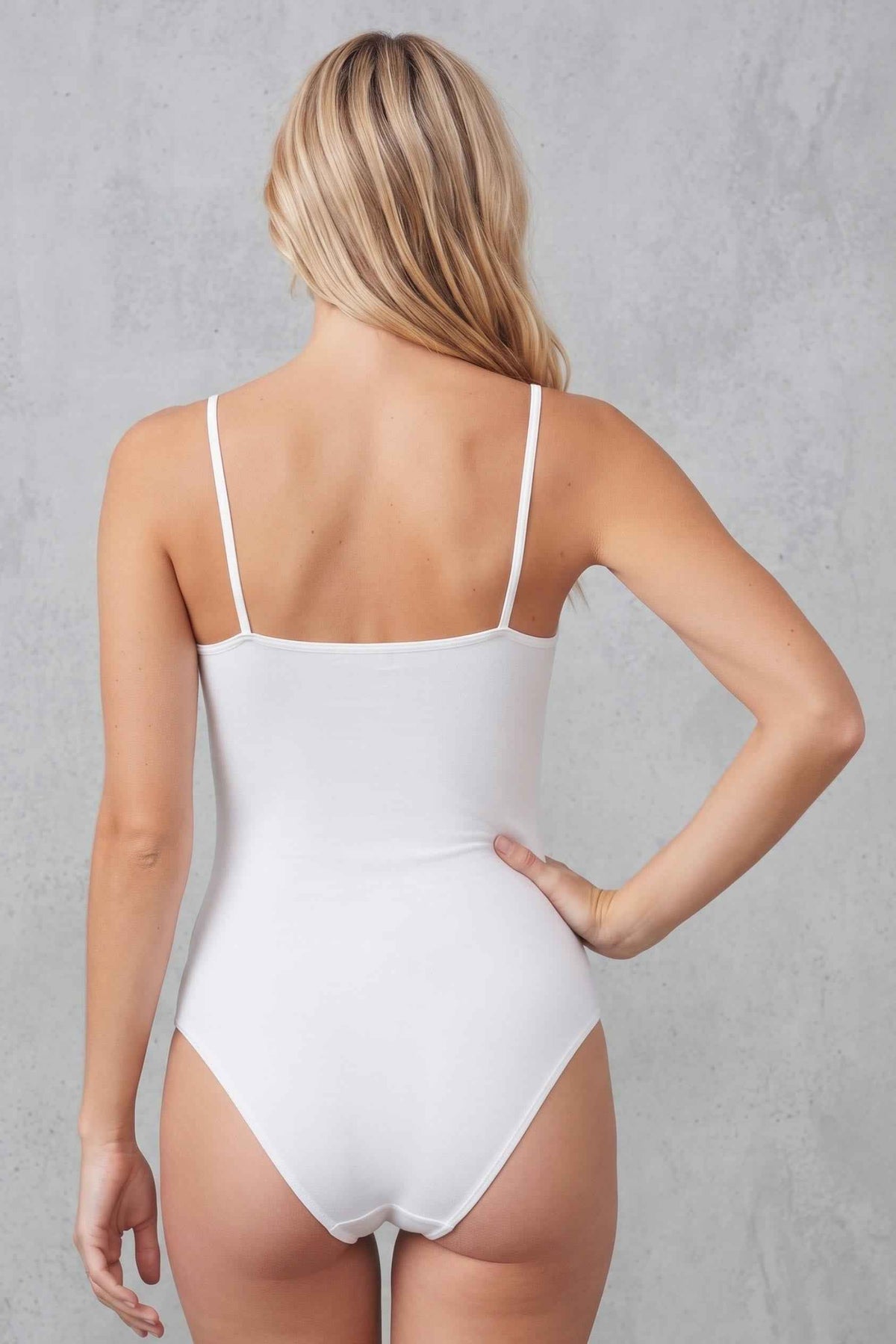 İp Askılı Likralı Çıtçıtlı Body Atlet